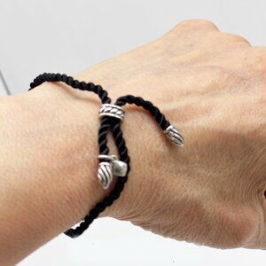 David Yurman Black Adjustable Sterling Silver Silk Bracelet